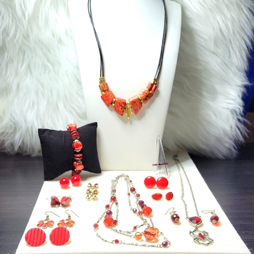 Red and Gold & Silver Jewelry Set - Picture 1 of 8